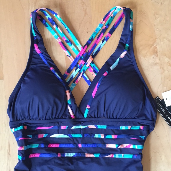 La Blanca Painted Leaves Multi-Strap Cross-Back One Piece  - Picture 11 of 14